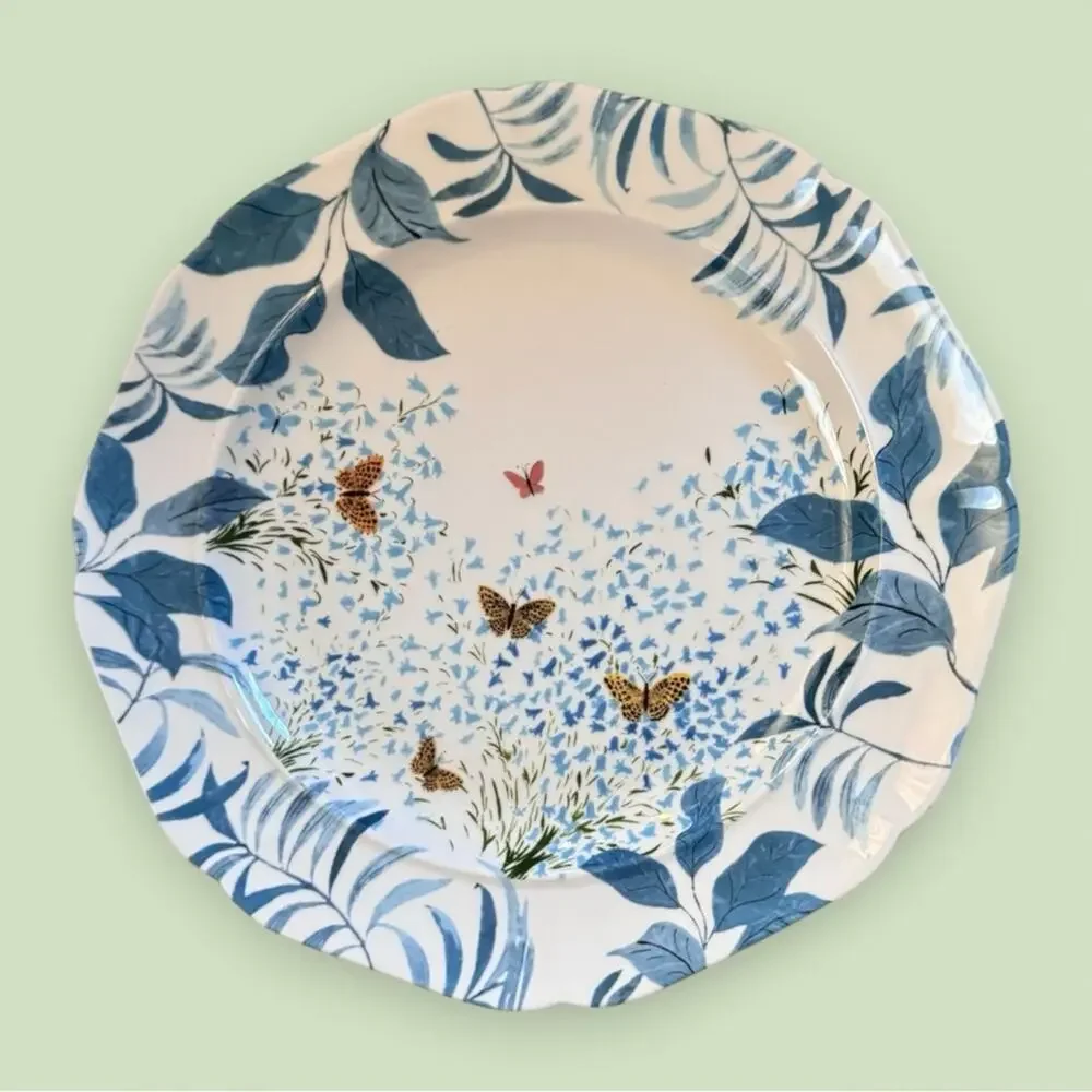 Paule Marrot for Anthropologie Francaise Floral Butterfly Dinner Plate Ceramic